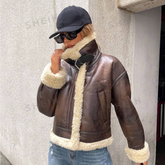 Essnce Teddy Lined PU Leather Jacket - Picture 4 of 4